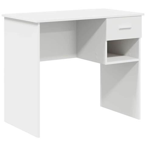 Scrivania con spazio di archiviazione Bianca 90x49.5x75 cm Legno ingegnerizzato - Foto 1