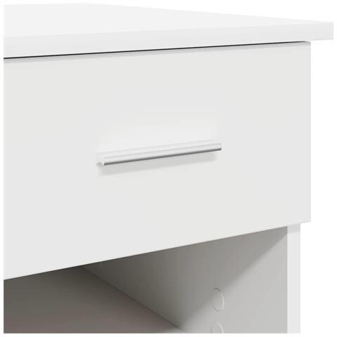 Scrivania con spazio di archiviazione Bianca 90x49.5x75 cm Legno ingegnerizzato - Foto 9