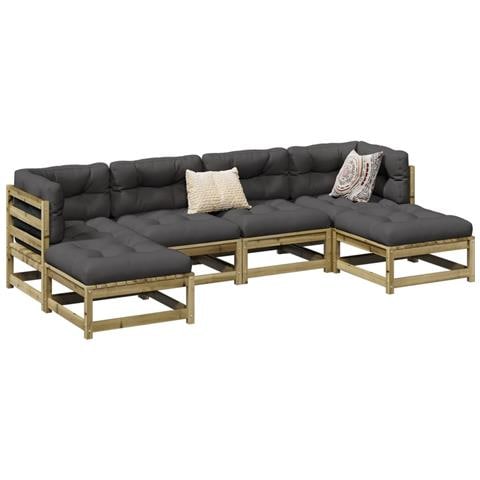 Set Divani da Giardino 6pz con Cuscini Legno Impregnato di Pino - Foto 2