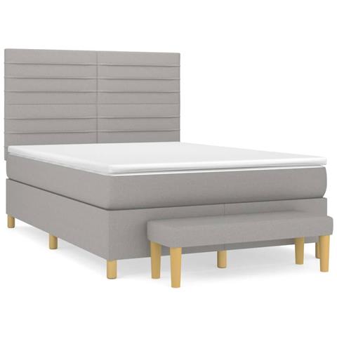 Giroletto a Molle con Materasso Grigio Chiaro 140x200cm Tessuto - Foto 1