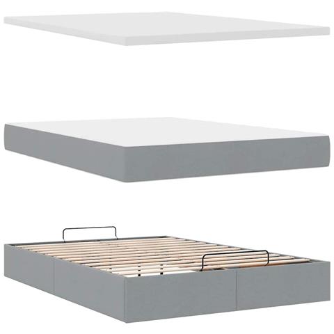 Pouf Letto con Materasso e LED Grigio Chiaro 140x190 cm - Foto 9