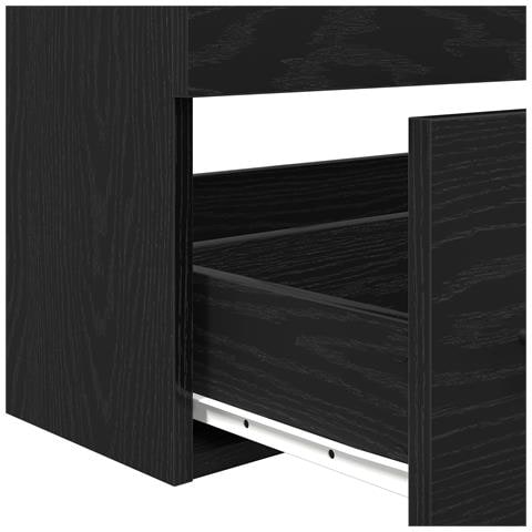 Mobile da Bagno con Specchio Rovere Nero 90x45x1,5 cm Legno Ingegnerizzato - Foto 9
