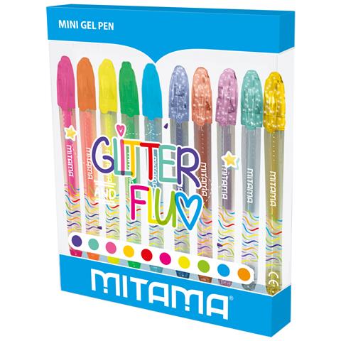 Penne mini gel glitter e fluo pz 10 Penna in gel con cappuccio Multicolore 10 pz - Foto 1