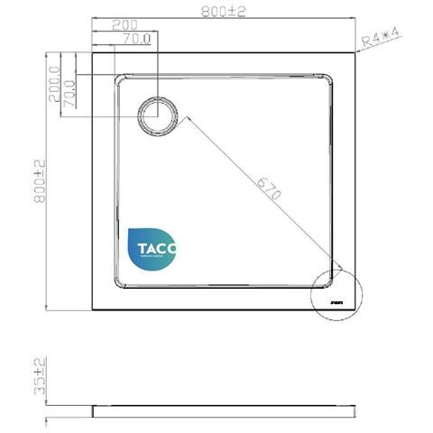 Piatto Doccia Ribassato 80x80 Cm Resina H3.5 Cm Monaco Bianco - Foto 2