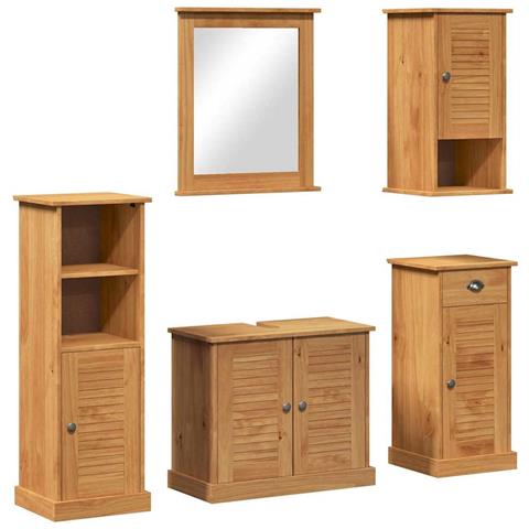 Set di mobili per il bagno con porta VIGO 5 pcs marrone ambrato - Foto 1