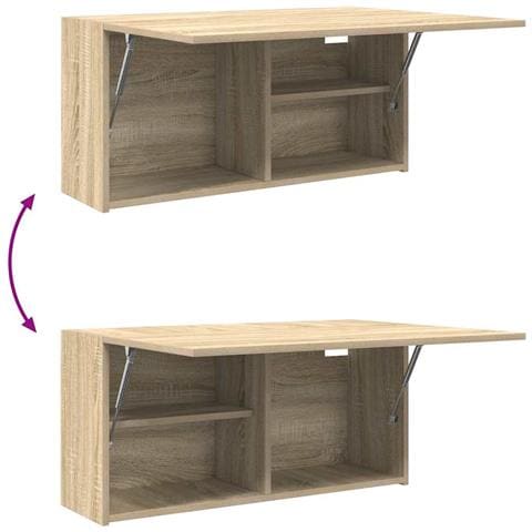 Mobile da Bagno a Parete Rovere Sonoma 80x25x40 cm Truciolato - Foto 9