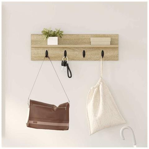 Appendiabiti a muro rovere sonoma 60 x 10.5 x 18 cm - Foto 2