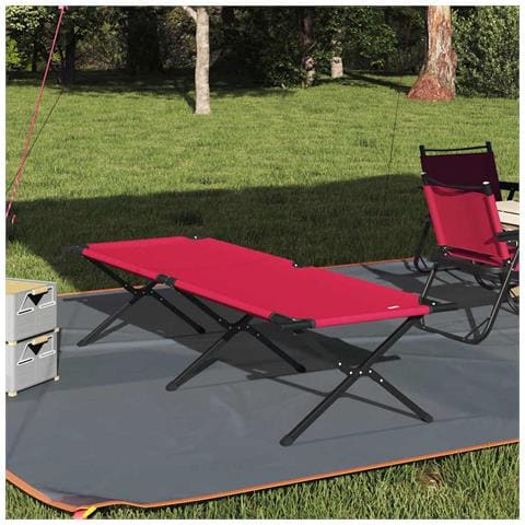 Letto da campeggio pieghevole Rosso Tessuto Oxford - Foto 2