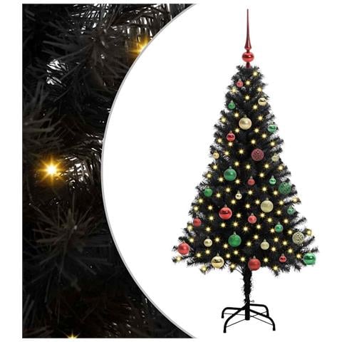 Albero di Natale con 150 LED con supporto Nero 150 cm PVC - Foto 1