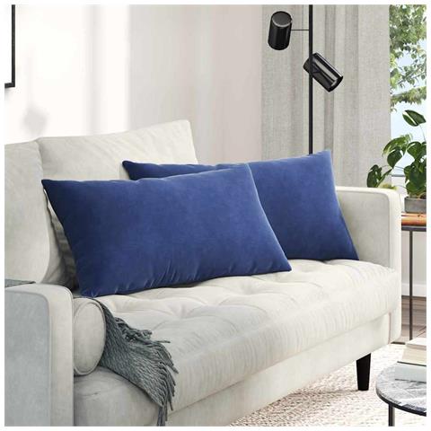 Cuscini da Divano 2 pcs Blu Polizia 80 x 40 cm Tessuto in Cords - Foto 2