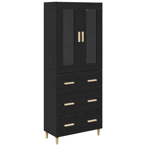 Credenza con cassetto Rovere Nero 69,5 x 34 x 180 cm - Foto 1