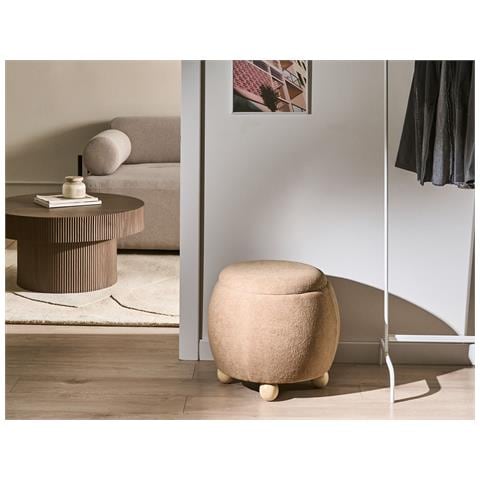 Pouf Contenitore Annabella Bouclé Marrone Chiaro - Foto 1
