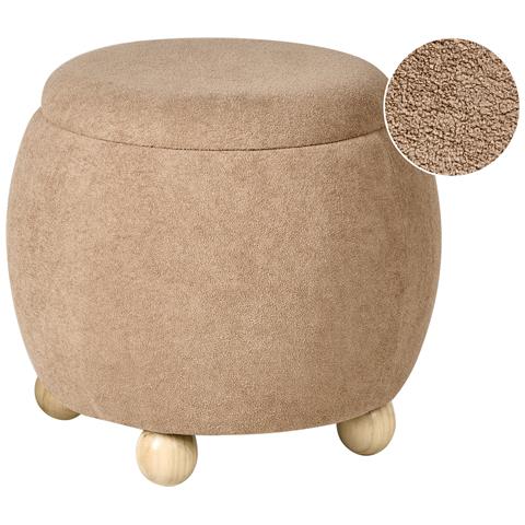 Pouf Contenitore Annabella Bouclé Marrone Chiaro - Foto 2