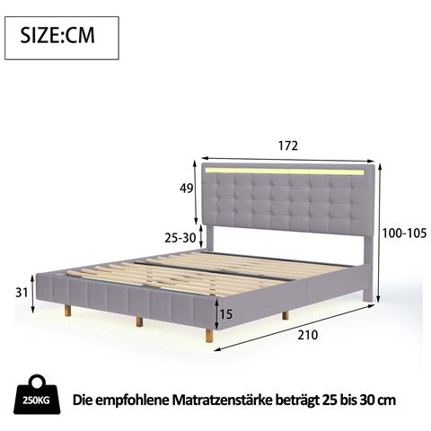 Letto Con Illuminazione Led E Design A Piedi Nascosti - Foto 3