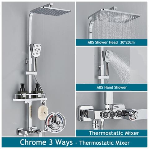 Colonna doccia, Blackswan, Tipo M224, modello cromato, con 3 vie, termostato, doccetta tipo SPA e bocca mobile nascosta, misura 116 cm - Foto 2