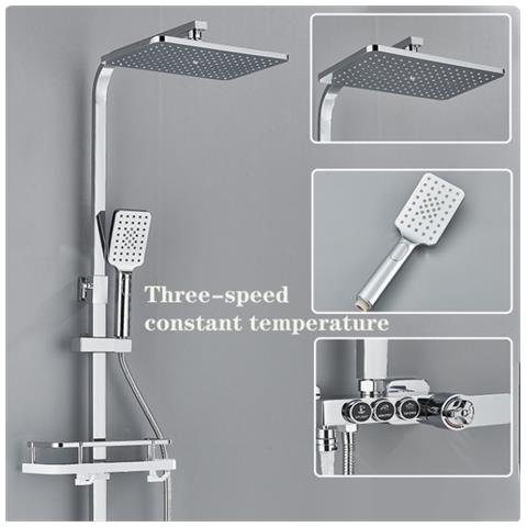 Colonna doccia, Blackswan, Tipo M224, modello cromato, con 3 vie, termostato, doccetta tipo SPA e bocca mobile nascosta, misura 116 cm - Foto 4