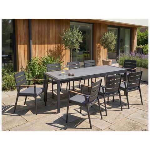 Tavolo Da Pranzo Allungabile Da Giardino Binasco 160/220 Cm 90 Cm Effetto Pietra Grigio - Foto 1