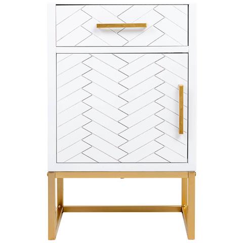 Tavolino In Legno E Metallo Con 1 Cassetto E 1 Anta 42x36,5x71h Cm - Foto 2