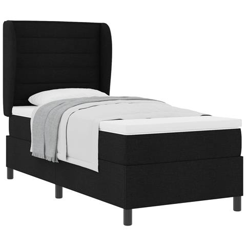 Letto a molle con materasso Nero 80 x 200 cm Tessuto - Foto 1