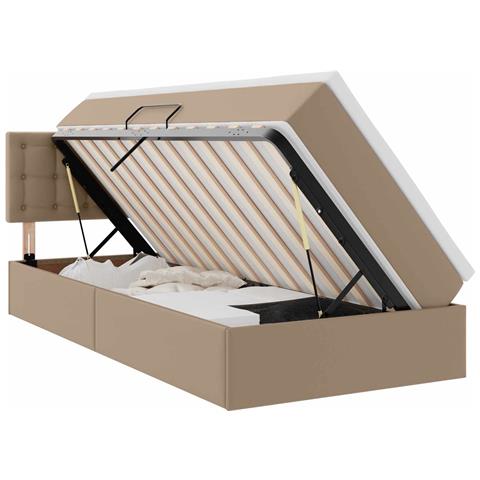 Letto con contenitore e materasso Cappuccino 90 x 190 cm - Foto 1