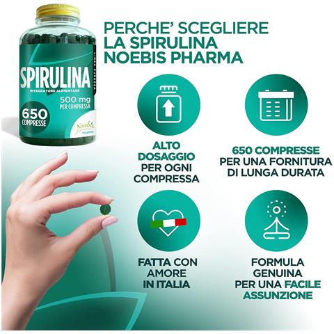 Spirulina 500 mg 650 Compresse - Alga Spirulina in Compresse - Azione di Sostegno e Ricostituente (Confezione doppia) - Foto 5