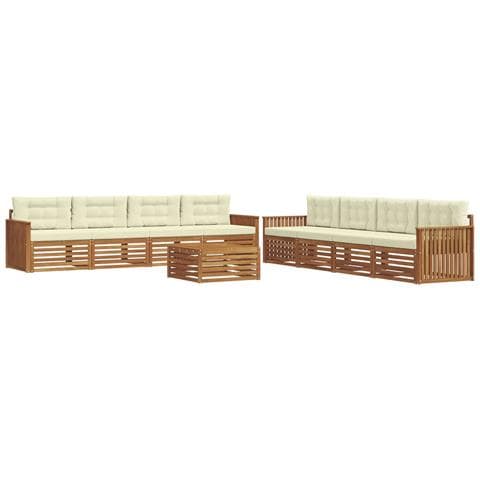 Set di divani da esterno con cuscino 9 pcs Naturale e Crema - Foto 1