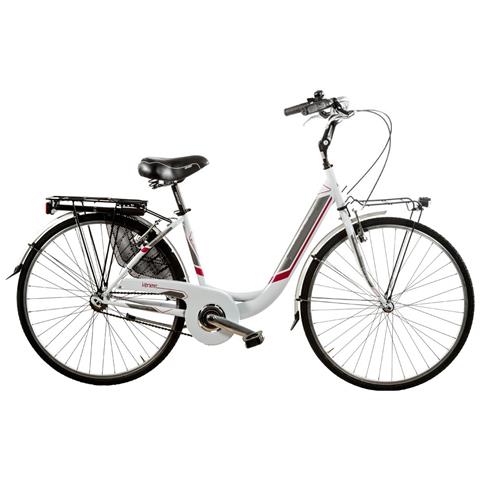 Bici Alluminio Da Donna Misura 26 X 1,75 Bicicletta Linea Venere City Bike Senza Cambio 1v Completa Di Accessori Luci A Led - 40 Bianco Rosso - Foto 1