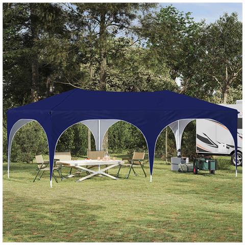 Tenda per feste a pop-up 575 x 288 x 245 cm Blu Tessuto Oxford - Foto 2