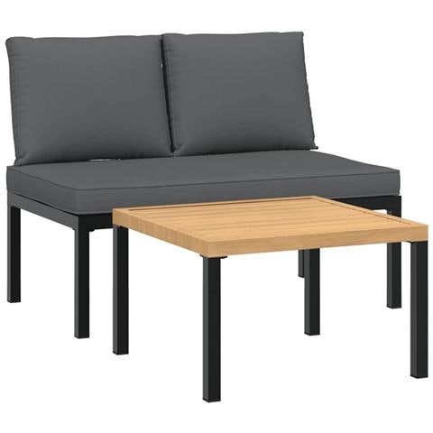 Set Divani da Giardino 2 pz con Cuscini in Alluminio Nero - Foto 1