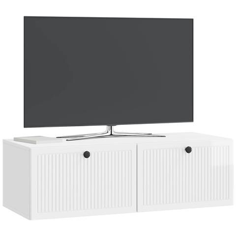 Mobile Porta TV da Muro Bianco Lucido 98 x 41 x 30 cm - Foto 2