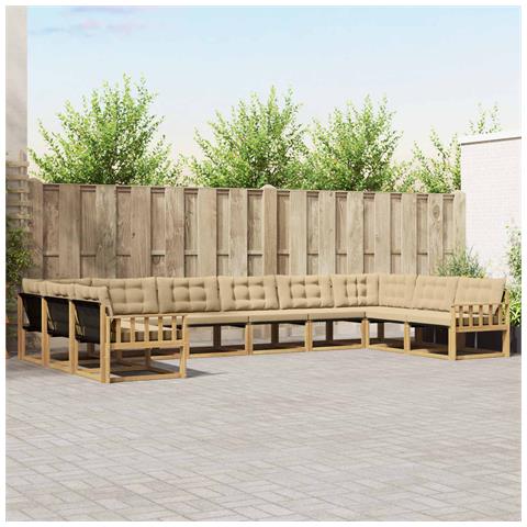 Set di divani da esterno con cuscino 10 pcs Bianco e Beige - Foto 2