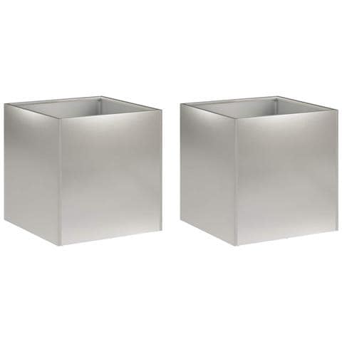 Vaso da giardino 2 pz Argento 25 x 25 x 25 cm Acciaio Inox - Foto 1