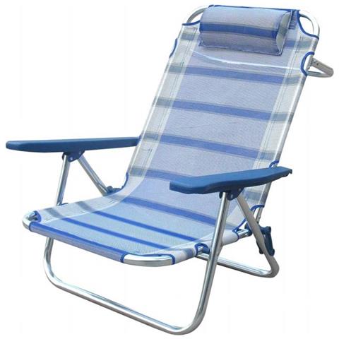 Spiaggina Mare - Pieghevole - In Alluminio Anti Ruggine - Cuscino Imbottito - 7 Posizioni - Lettino - Foto 2