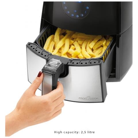 Profi Cook friggitrice ad aria, Olio e grassi, 7 programmi per friggere + variables tempo programma + programma di temperatura, 2,5 L Capacità, Display a LED, Serbatoio staccabile (antiaderente)  - Foto 2