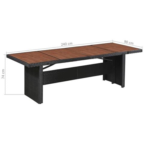 Tavolo Da Giardino In Polirattan E Legno Massello 240x90x74 Cm - Foto 2