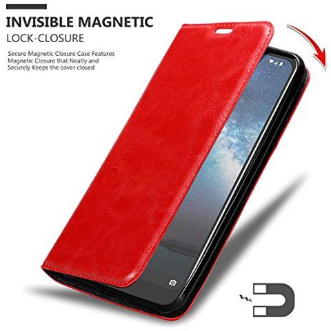 Custodia Compatibile Con Nokia 2.2 In Rosso Mela - Coperchio Protettiva Con Chiusura Magnetica, Funzione Stand E Tasca Per Le Carte - Foto 8