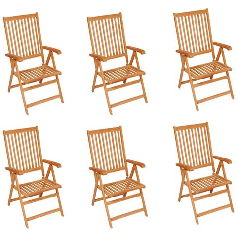 Sedie da Giardino 6 pz con Cuscini Beige in Massello di Teak - Foto 10