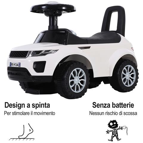 Macchina Cavalcabile a Spinta per Bambini con Vano Contenitore e Schienale Colore Bianca - Foto 6