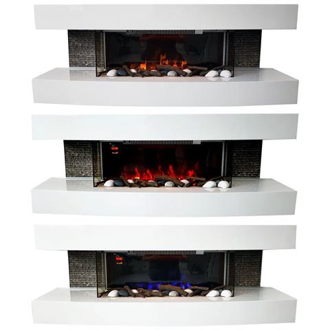 Camini moderni Paula medio bianco camino elettrico ElectricSun, con effetto sonoro, 3 colori, L120xH46x31cm - Foto 2