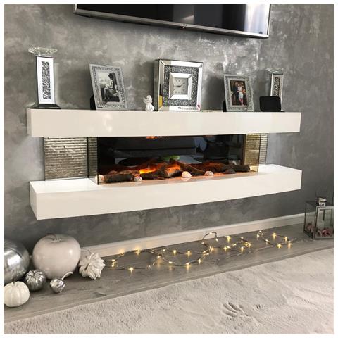 Camini moderni Paula medio bianco camino elettrico ElectricSun, con effetto sonoro, 3 colori, L120xH46x31cm - Foto 1