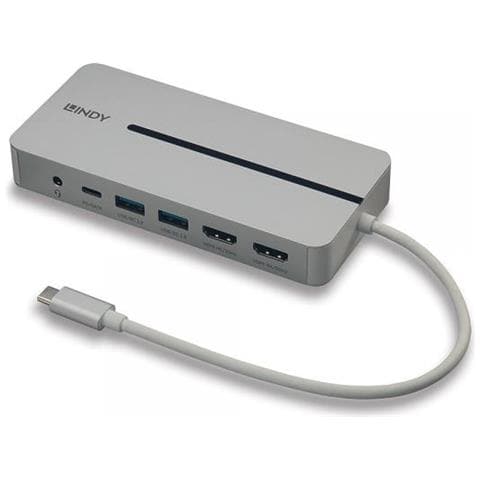Mini Docking Station per Laptop DST-Mx Duo 3x USB 3.2 / 2x HDMI con Dual Display 4K Argento / Bianco + Power Delivery 100W - Foto 1