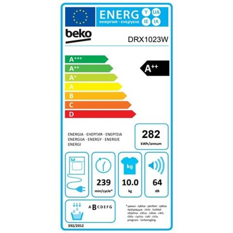 Asciugatrice DRX1023W b300 Eco Gentle 10 Kg Classe A++ Pompa di calore - Foto 2