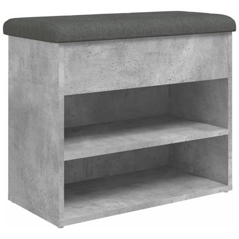 Panca Porta Scarpe Grigio Cemento 62x32x50cm Legno Multistrato - Foto 2