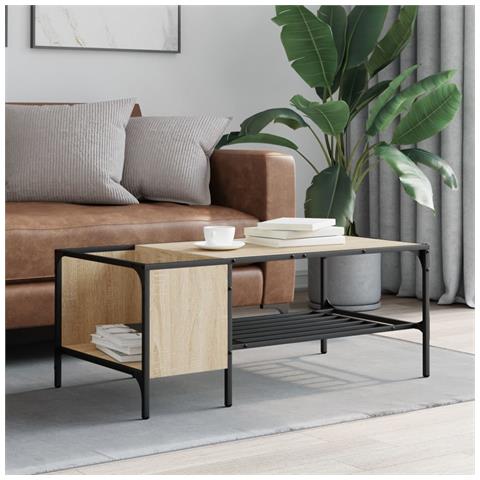 Tavolino Salotto Ripiano Rovere Sonoma 100x51x40cm Multistrato - Foto 3