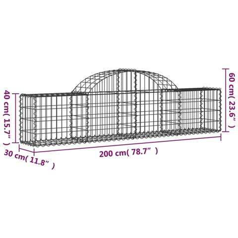 Cesto Gabbione Ad Arco 200x30x40/60 Cm Ferro Zincato - Foto 4