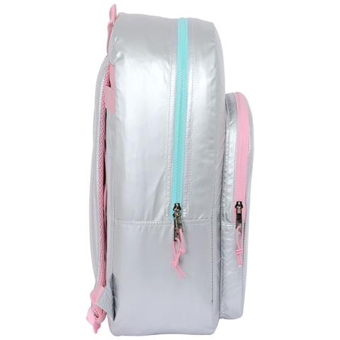 Zaino Scuola Benetton Silver Trapunta Argentato 30 X 46 X 14 Cm - Foto 3