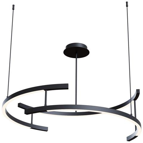 Lampadario A Sospensione Moderno Line Alluminio Nero 3 Led 52w - Foto 1