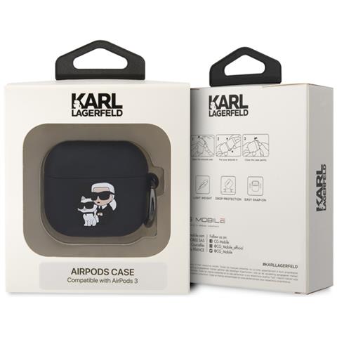 Cover Per Airpods 3 Nft Anti-urto In Silicone Con Anello, Nero - Foto 3