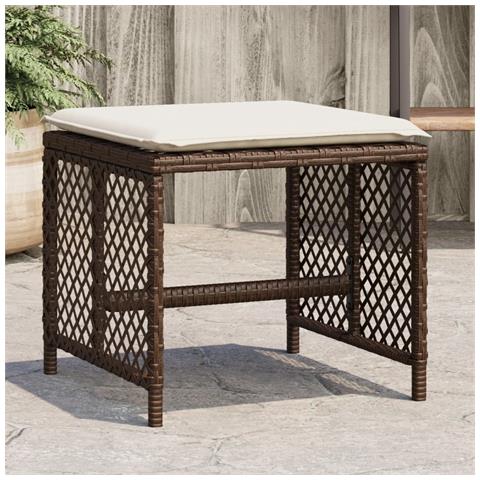 Sgabelli Giardino Con Cuscini 4pz Marroni 41x41x36cm Polyrattan - Foto 1