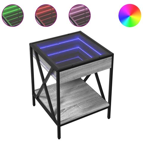 Tavolino Da Salotto Con Led Infinity Grigio Sonoma 40x40x49 Cm - Foto 2